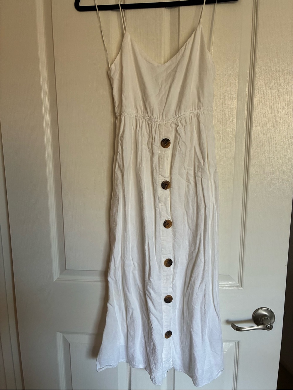 Zara White Spaghetti-Strap Button-Front Midi Dress - Picture 2 of 4